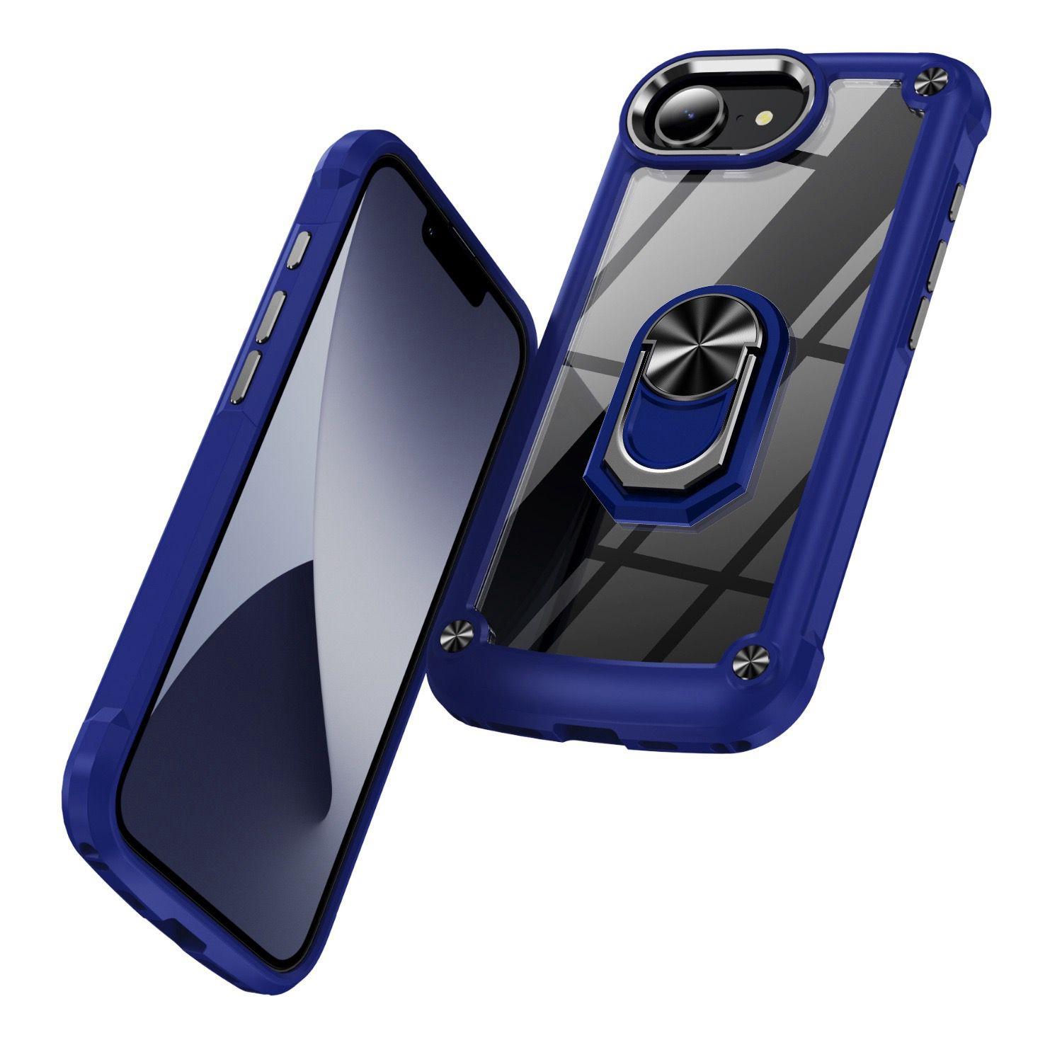 

For iPhone 16e Case Alloy Lens Frame PC+TPU Kickstand Phone Back Cover Purple/Black