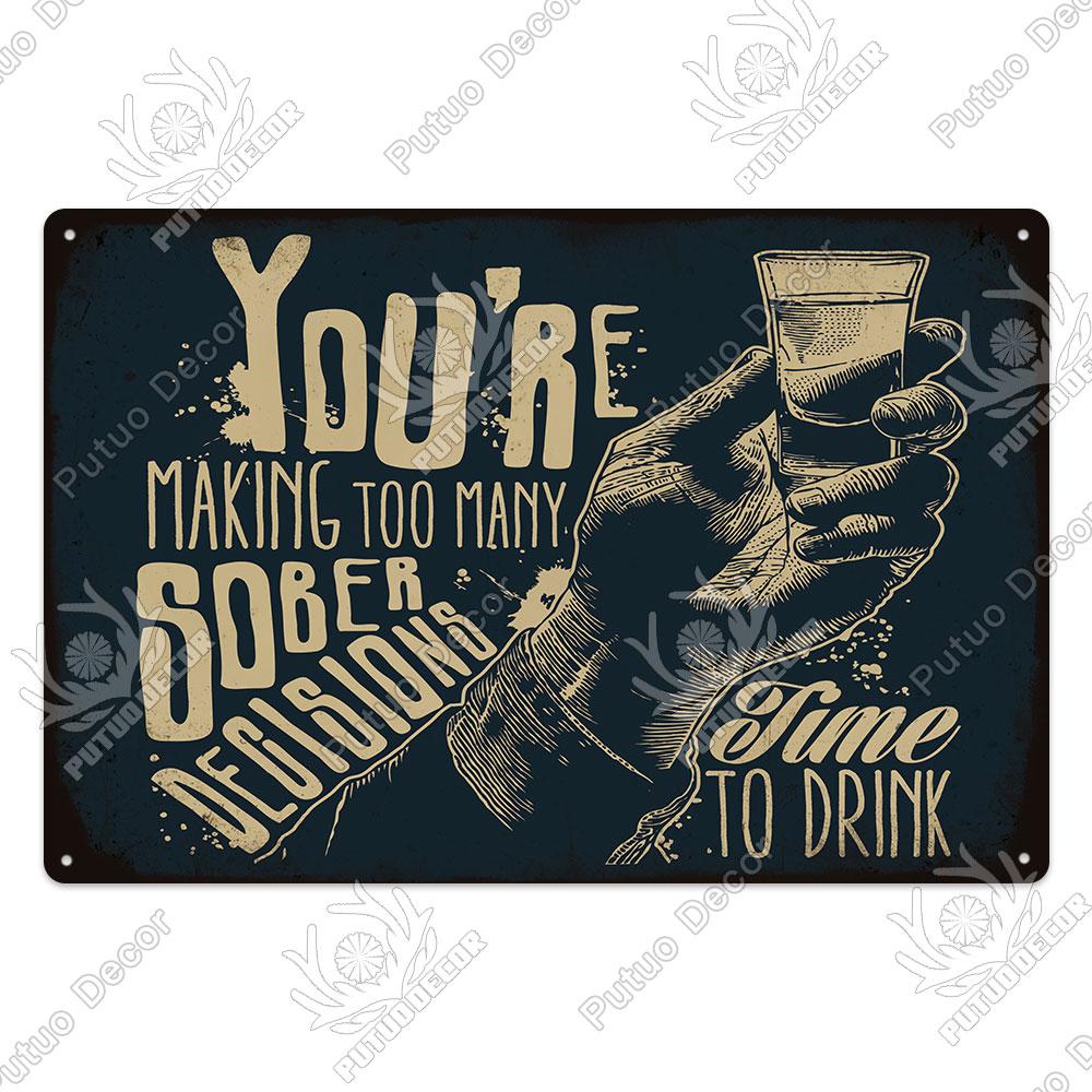 

Putuo Decor Funny Beer Metal Sign Vintage Plaque Tin Sign Alcohol Drinker Sign for Bar Pub Club Man Cave Kitchen Wall Decoration 20x30cm（7.8x11.8inch）