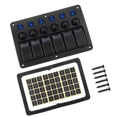 6 Gang Toggle Switches with Indicator Light & Sticker On Off Switches Panel for Car Truck Auto Rocker Switches Panel