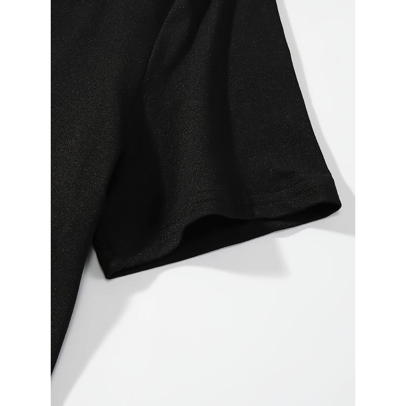 New Women'S Summer Casual T-Shirt with Easy Slogan, Black, Short Sleeves, Perfect for Everyday Fashion