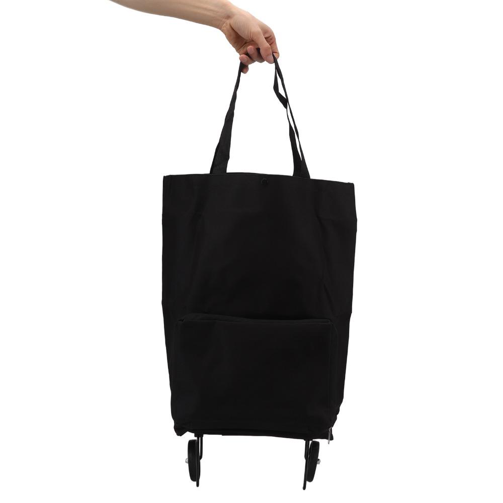 Large Capacity Foldable Shopping Cart Lightweight Strong Bearing Wheeled Shopping Bag Green Black Portable Shopping Trolley