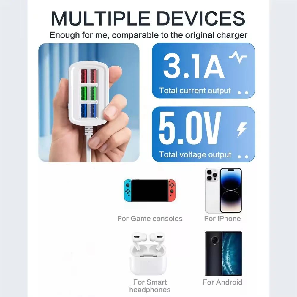 6 Ports USB Charger USB Fast Charge Charger Wall Phone Adapter Quick Charger EU US Plug Socket Multi Port USB HUB Splitter