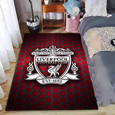 Liverpool Football Club Logo Carpet, Red Honeycomb Design Style Suitable for Use As an Anti-slip for Living Room Bedroom Sofas