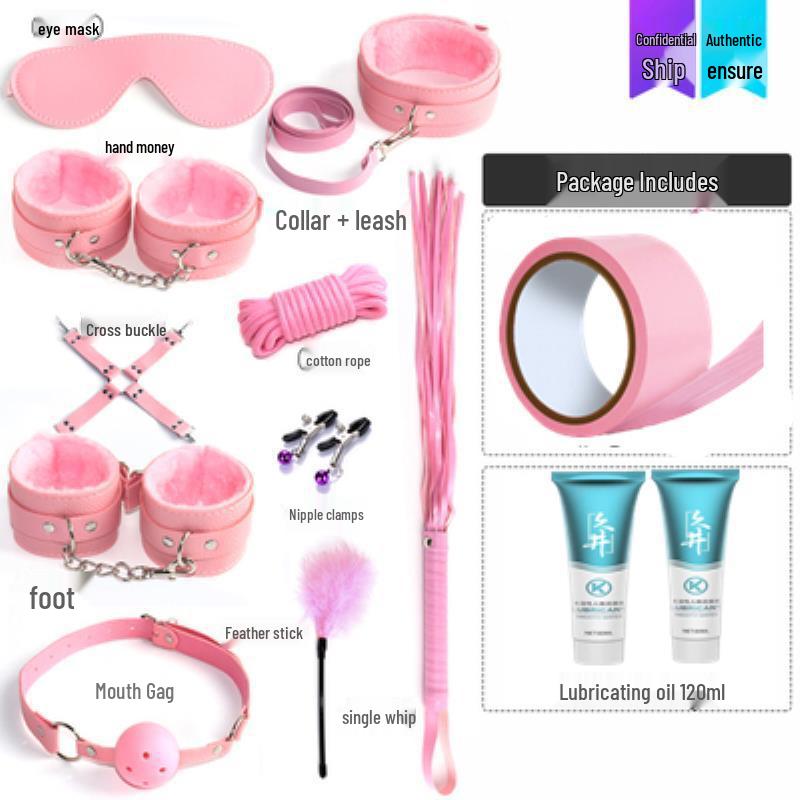 Flirty Bondage Set: Leather Handcuffs, Whip, Collar & Nipple Clamps