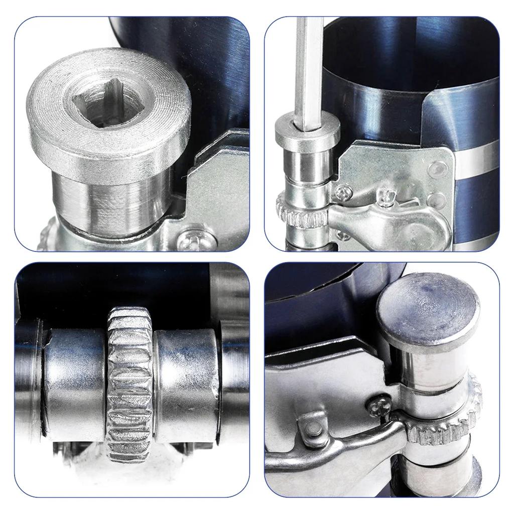 53-175mm Piston Ring Compressor Engine Ratchet Clamp Band Installer Metal Ring Compressor for Car Engine Vehicle Maintenance