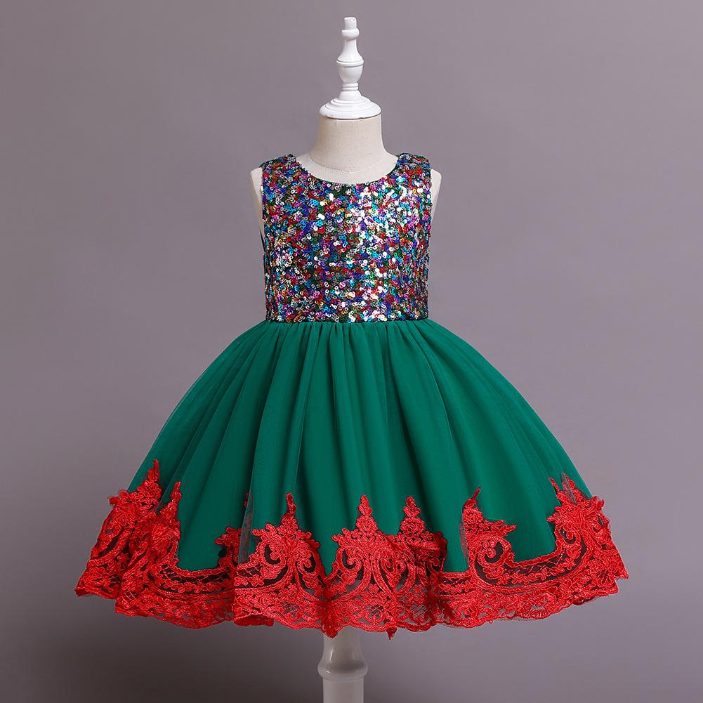 

Детская одежда, платье принцессы с пайетками для девочек, подарки, блестящее детское платье на день рождения, элегантное мягкое вечернее платье, бальное платье для девочек 140cm зелёный