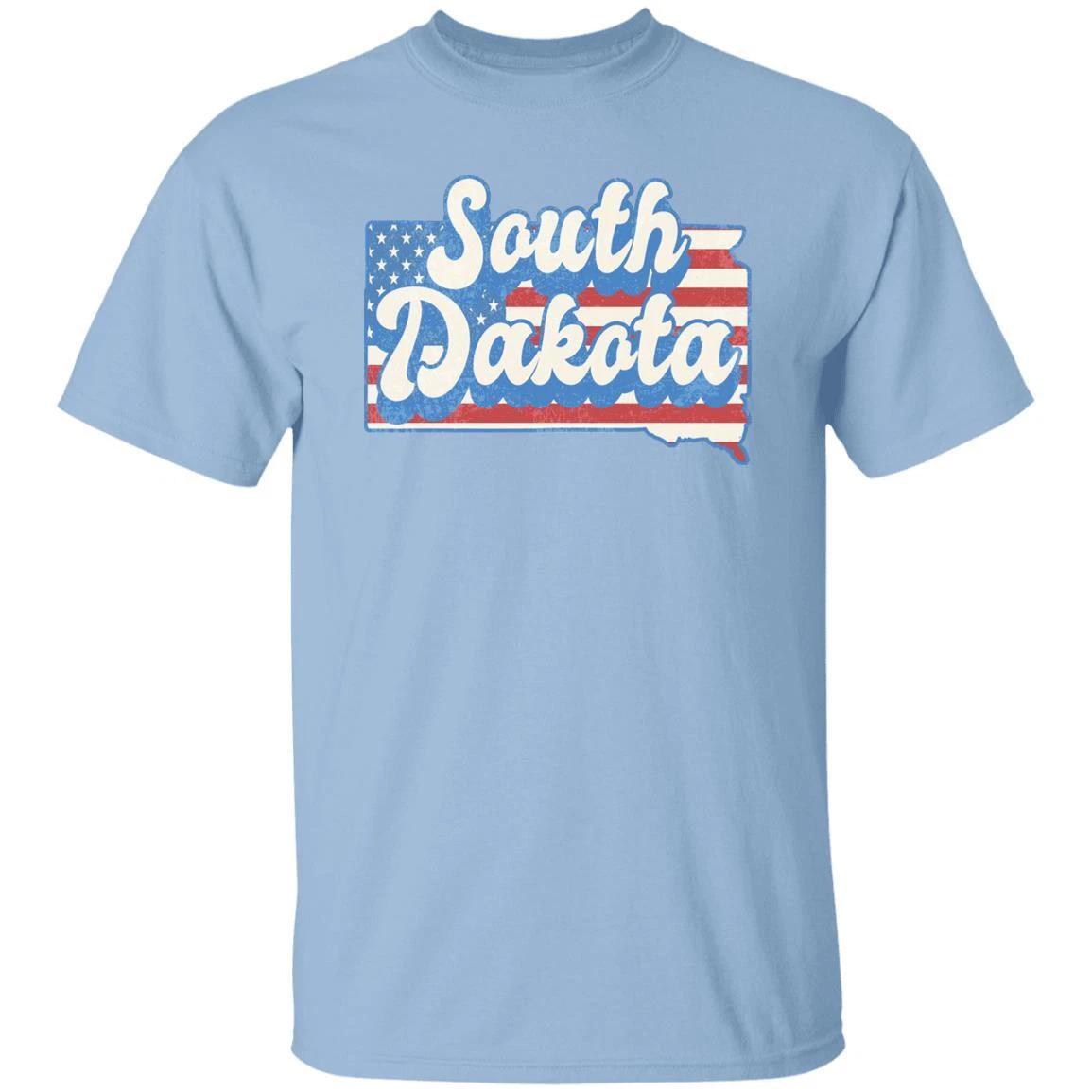 South Dakota US flag Unisex T-Shirt American patriotic SD state tee White Ash L
