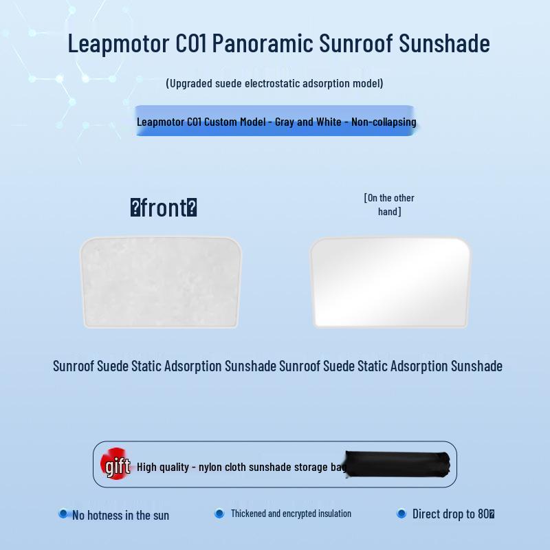 Compatible with Leapmotor C01 22-23 Models: Sunroof Electrostatic Sunshade for Heat Insulation, Sun Protection, Privacy, and Opaque Shielding.