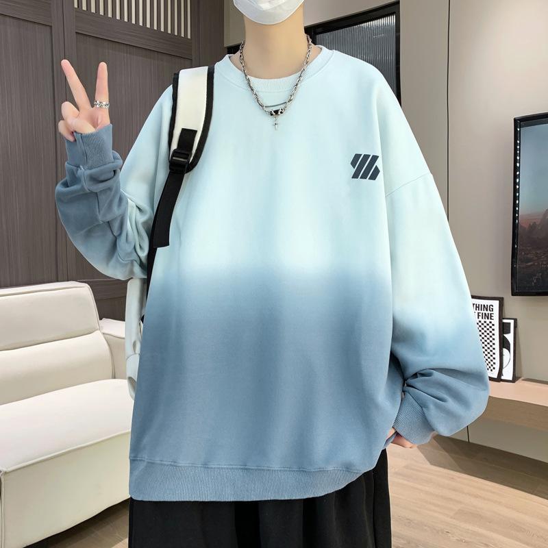 

Подростковая мужская свободная толстовка с длинным рукавом с трендовым принтом и круглым вырезом 4XL светло-синий