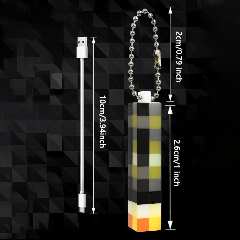 Mini Surrounding Torch LED Light Keychain Pixel Torch Flashlight LED Light Toys USB Rechargeable Backpack Pendant Children Gift