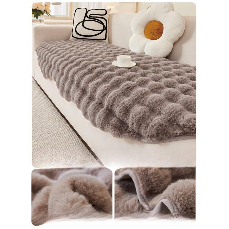Odchlupený angorský kožený polštář na pohovku Zimní plyšový polštář Podzimní a zimní protiskluzový potah Krycí látka