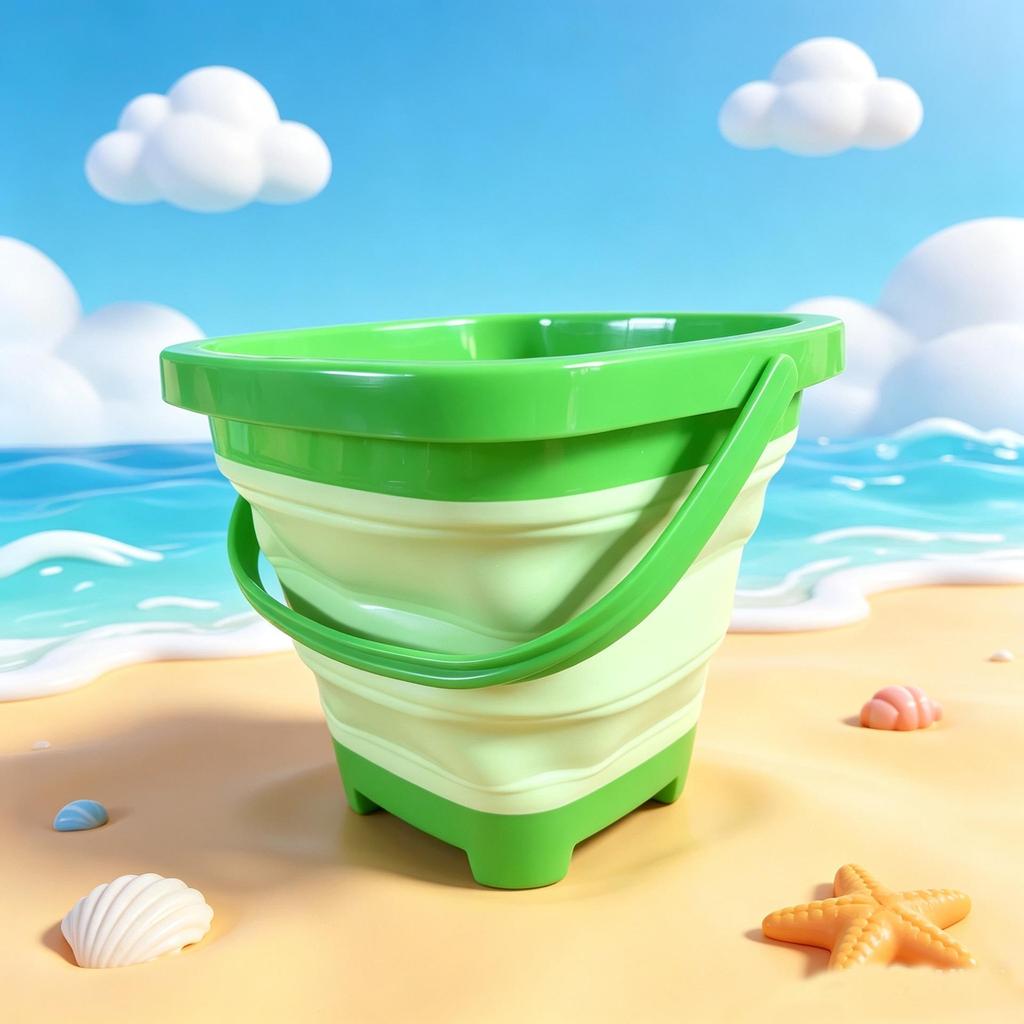 Faltbarer Strandeimer & Sandspielzeug-Set für Kinder: Weiche Gummi-Wassereimer, Schaufel und Sprinkler-Werkzeuge.