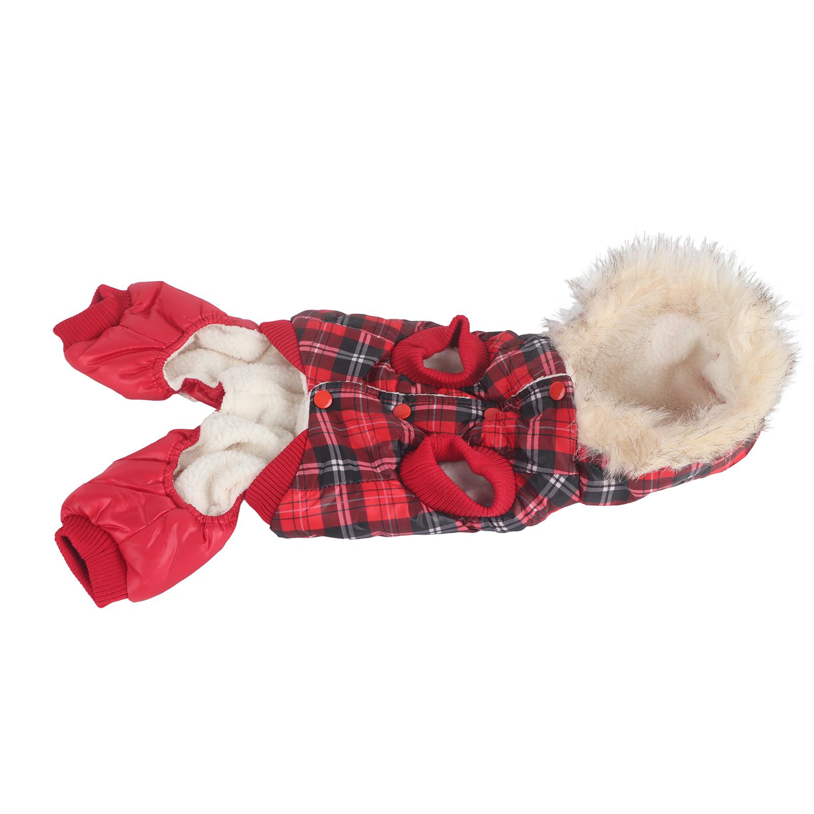 

Dog Winter Coat Thicken Polyester and Fleece Padded Plaid Pet Warm Hooded Clothes for Small Dogs Red XL XL червоний