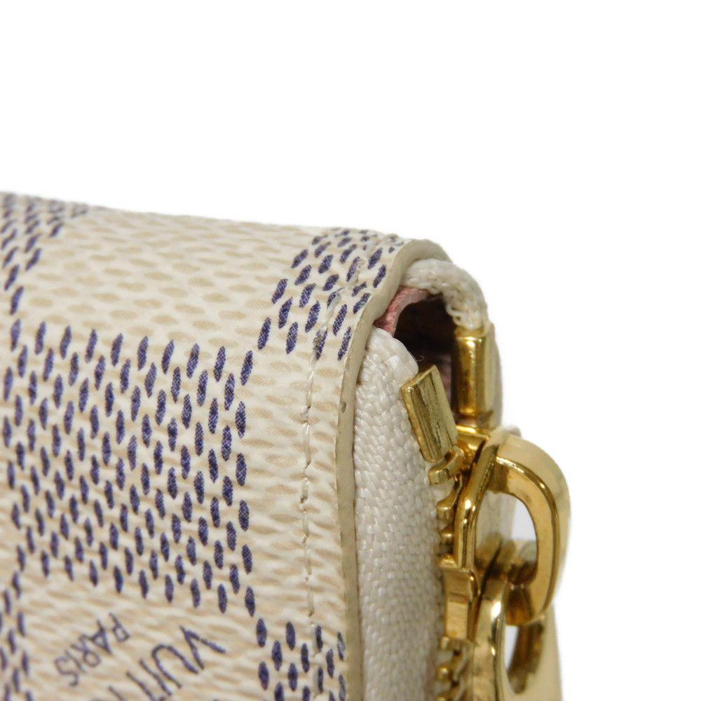 Used 12564 Portefeiulle Clemence N60109 7940 LV logo trompe l'oeil Damier As summer trunk Rose Ballerine Ladies from