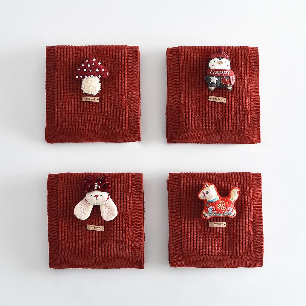 Roter Kinder-Strickschal - Niedlicher, Warmer, Winddichter, Hautfreundlicher Nackenschal