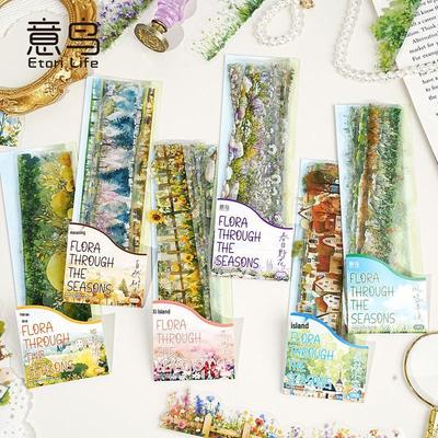 Yi Niao Vier Jahreszeiten Flora Serie: Landschafts-PET-Aufkleber - 6 Designs mit Naturelementen