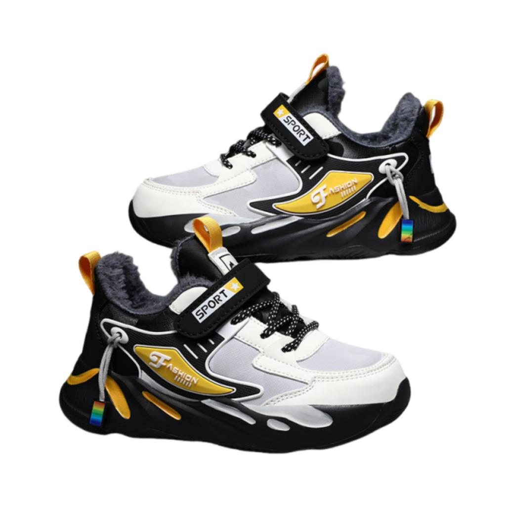 Children's Fleece Lined Running Shoes Lightweight Breathable Athletic Sneakers Durable Non-Slip Sole Comfortable Fit for Kids Outdoors