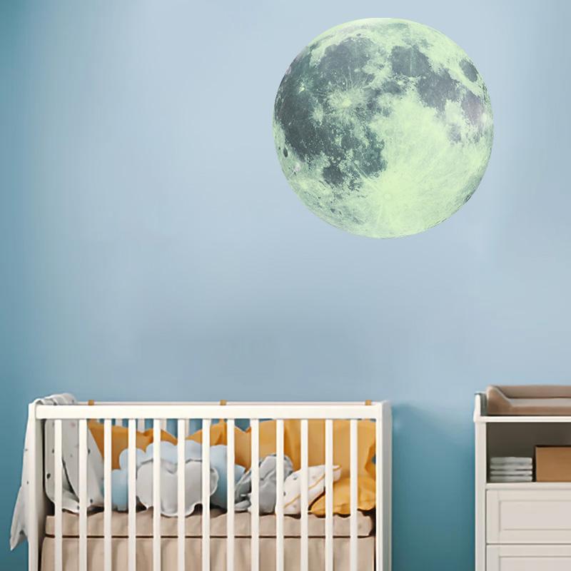 3D Luminous Moon Wall Sticker Glow In The Dark Removable Sticker For Home Decoration Kids Baby Room Space Planet DIY Decals