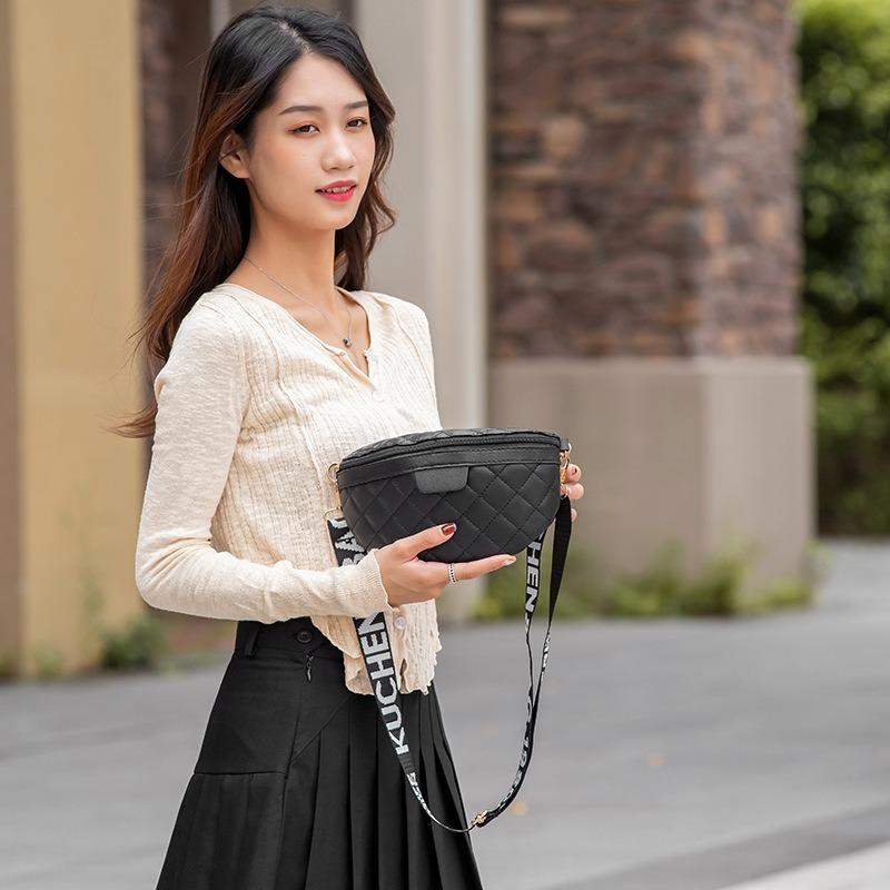 Bag autumn new niche design printing webbing embroidered fanny pack shoulder bag messenger bag