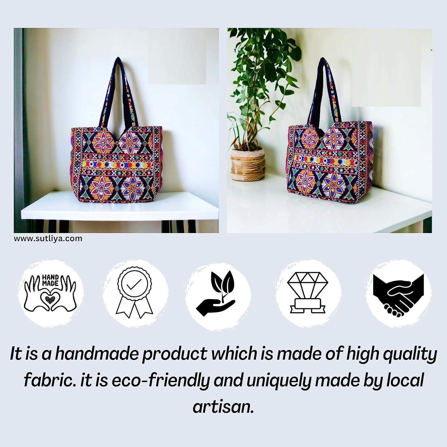 Женская многоцветная сумка Matka ручной работы в Раджастхани (11*15 дюймов) — фото 6