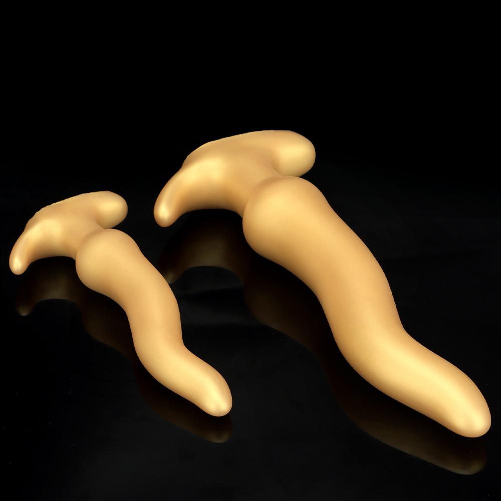 Gold Silicone Anal Plug Super Long Deep Anal Expander Masturbation for Men Adult Sex Toys Fisting Strap on Penis BDSM