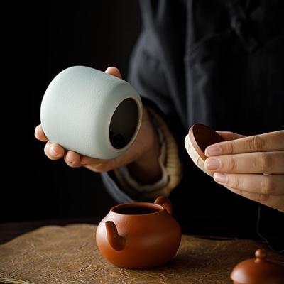 Tea Jar with Wooden Lid Ceramic Teapot Ceramic Sealed Jar Small Size Pu Erh Tea Coffee Sugar Storage Jars Tea Storage Boxes Can