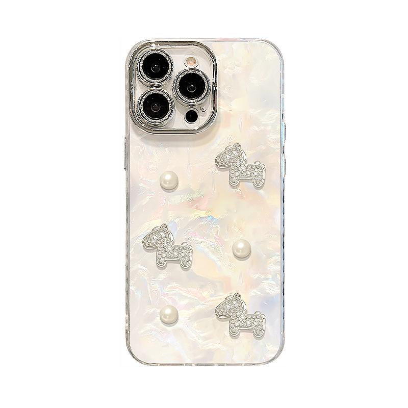 Pearl Pony Applies To 17promax Mobile Phone Case Iphone16 High-end Niche 15 Three-dimensional 14 Simple 13 Women