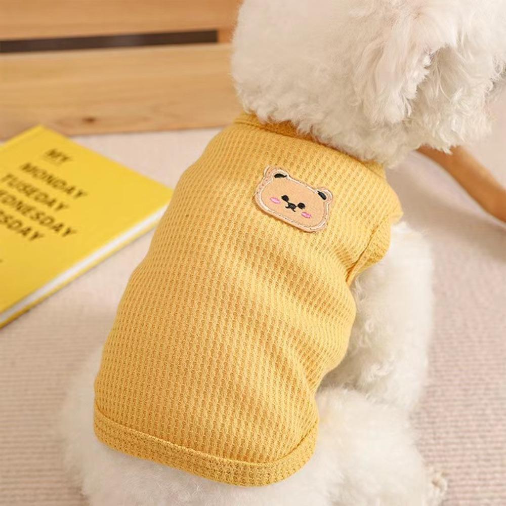

Solid Color Dog Clothes Breathable Pet Cat Clothing Summer Cool Dog T-shirt L жовтий