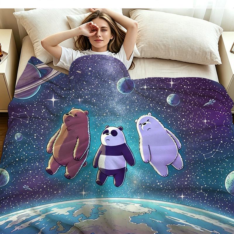 We Bare Bears Print Flannel Blanket High Quality Warm Comfortable Cover for All Seasons Perfect for Gifts Home Decor