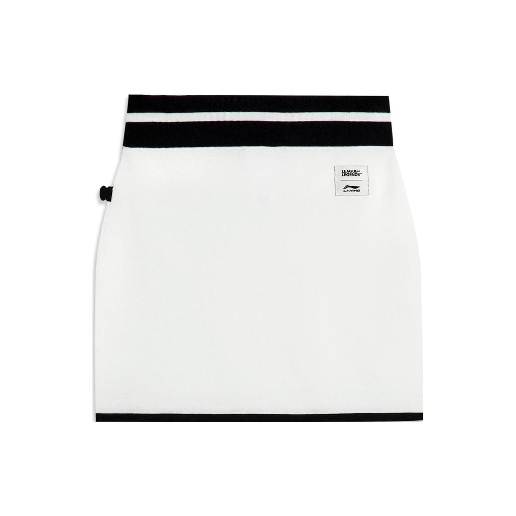 Li-Ning Sports Lifestyle Series League Of Legends Pool Party Collaboration Color Block Waistband Fitted Casual Skirt Women skirts Off-White ASKT710-1