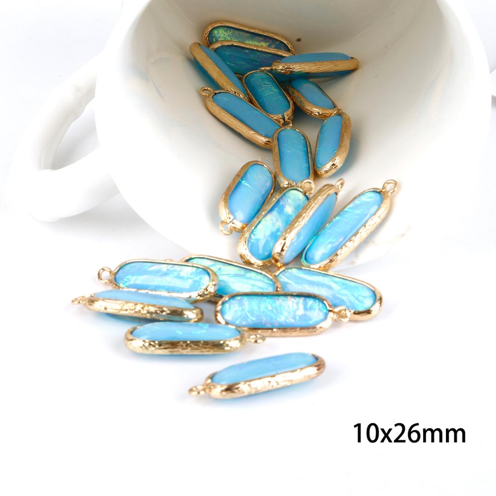 2pcs 10x26mm DIY Resin Earring Accessories Bracelet Pendants Metal Copper Charms Oval Golden Plated Charms for Jewelry Making