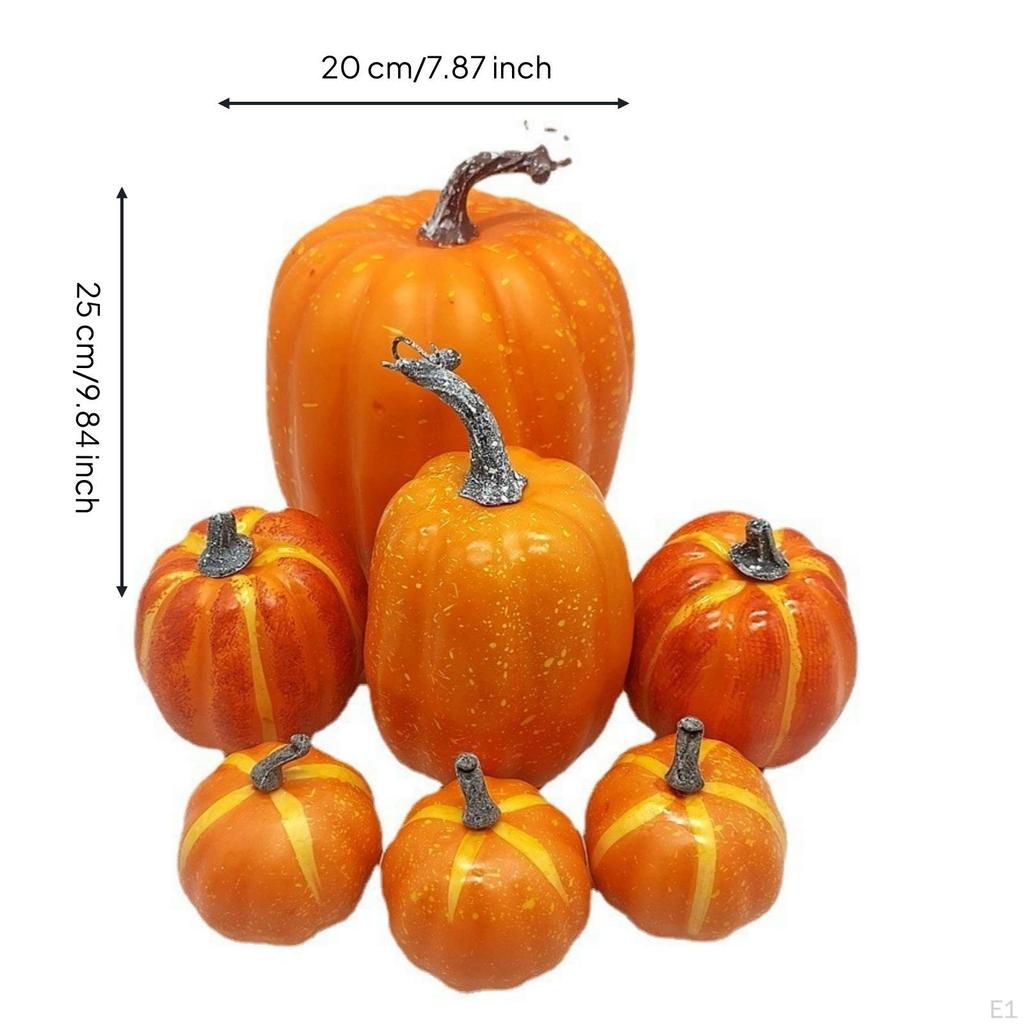 7 Pezzi Zucca Artificiale Stagionale in Schiuma Decorazioni Decorative per Artigiani,