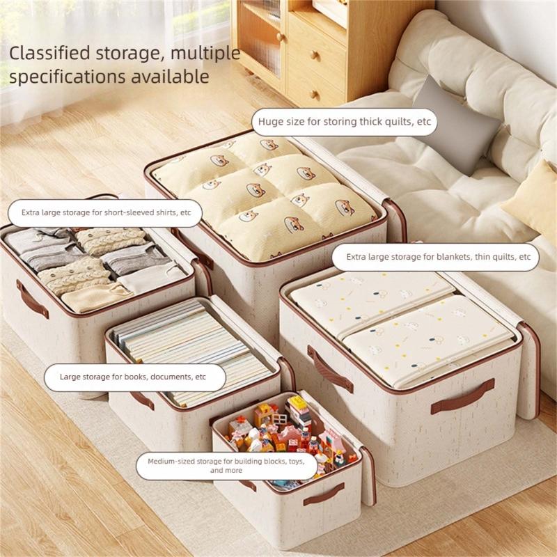 Space Saving Linen Storage Container Featuring Dustproof Zippers Design Clothing Organizers Bins for Home