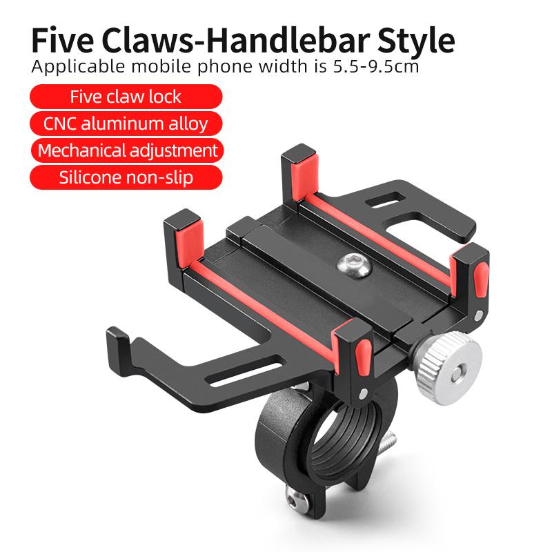 

Eslnf Phone Holder Motorcycle Electric Bicycle Smartphone Cnc Aluminum Alloy Bracket Five Claws Mechanical Bike Phone Holder