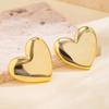 Minimalist Punk Gold Color Smooth Love Heart Stud Earrings for Women 2026 Trend Wed Bridal Goth Piercing Earrings Jewelry Gift