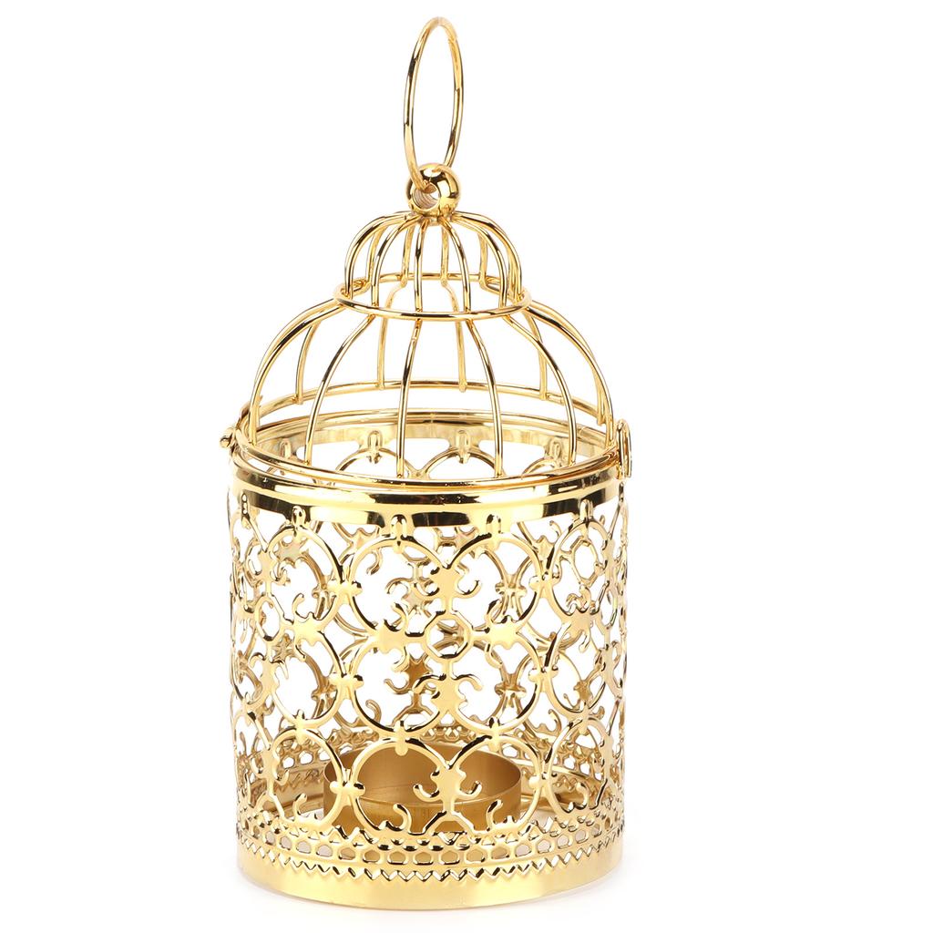 Candle Lanterns Birdcage Shape Electroplated Gold Retro Ornaments for European Style
