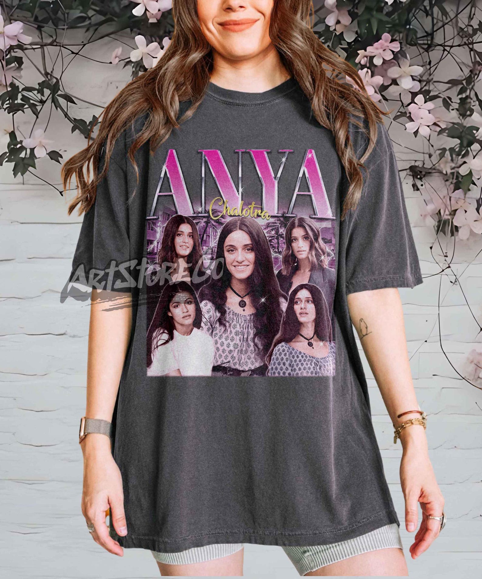 Anya Chalotra Vintage Graphic Tee, Retro Inspired Apparel S