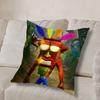 Federa Cuscino Quadrata Stampa Double-Sided Peluche Corto Copricuscino per Divano Camera da Letto Comodino Arte Dispettosa di Crash Bandicoot