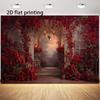 2D Luxurious Red Floral Doorway Backdrop Engagement & Wedding Photography