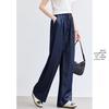 VICTORIA&VERA Women's Wrinkle-Resistant Faux-Denim Flowy Pants