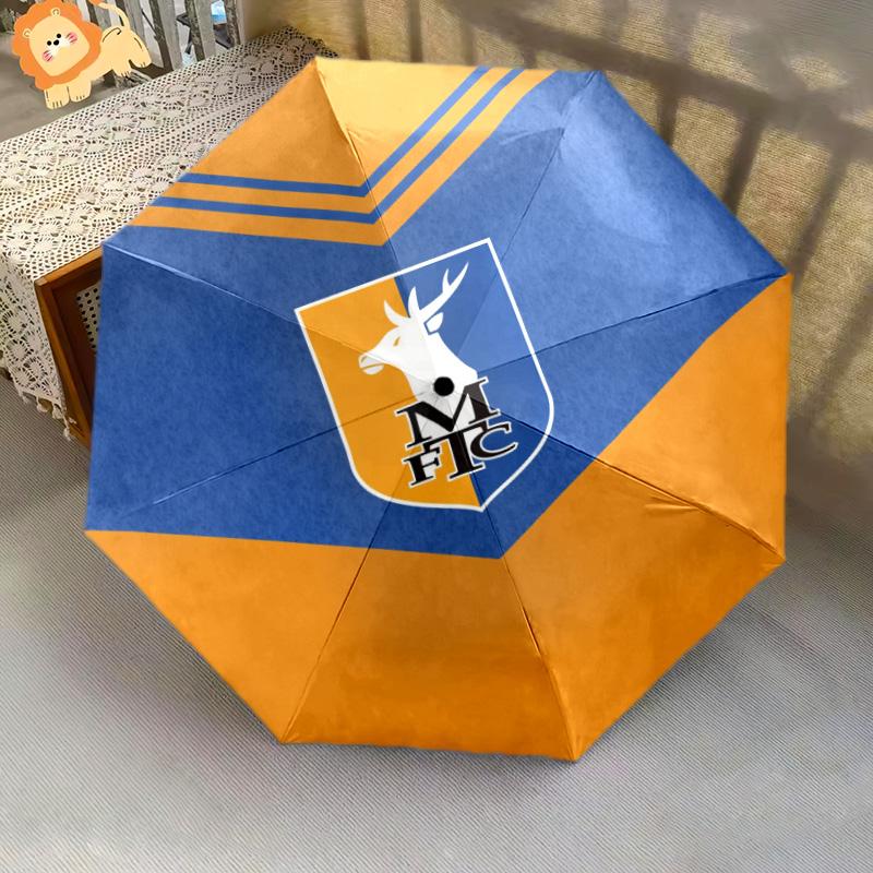 Mansfield Town Football Club Pattern, Automatic Folding Umbrella, Portable and Foldable Design, 8 Ribs, a Christmas or Birthday Gift.