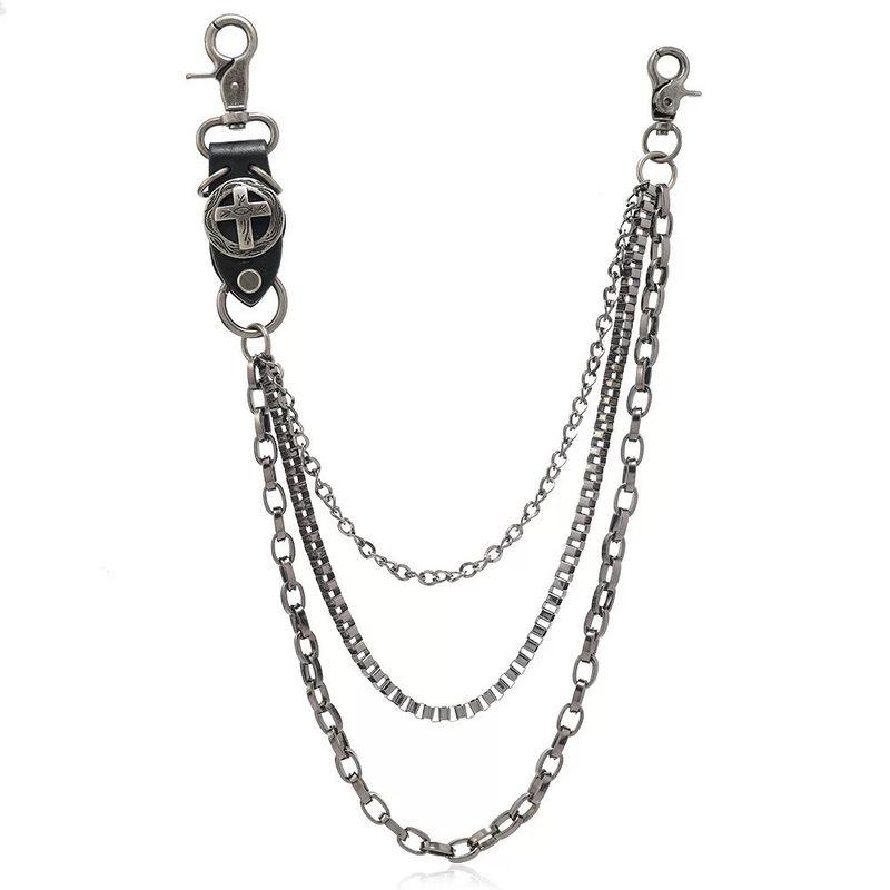 Soulcollision European and American Versatile Jeans Waist Chain Retro Leather Trendy Unisex Pants Chain Black Ten Waist Chain