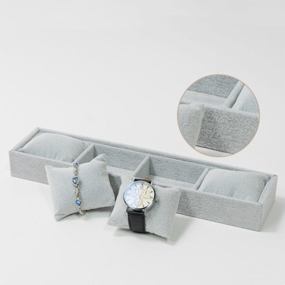 4 Slots Velvet Jewelry Organizer with Soft Pillow Watches Display Holder  Bracelet Bangle Watches