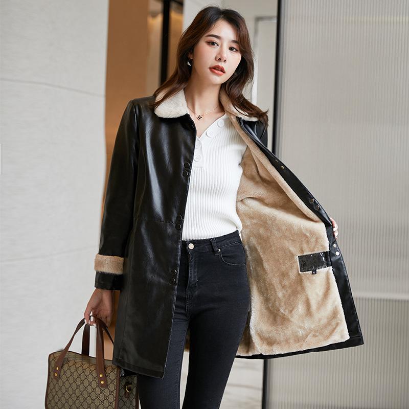 Leather Jacket Winter Plush Women's Jacket Outdoor Plus Velvet Warm Coat Casual Fashion Jacket