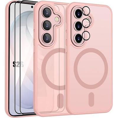 Hybrid Case - BOOLING - for Samsung Galaxy S26 - with Magnetic Circle - Pink - 2 Tempered Glasses