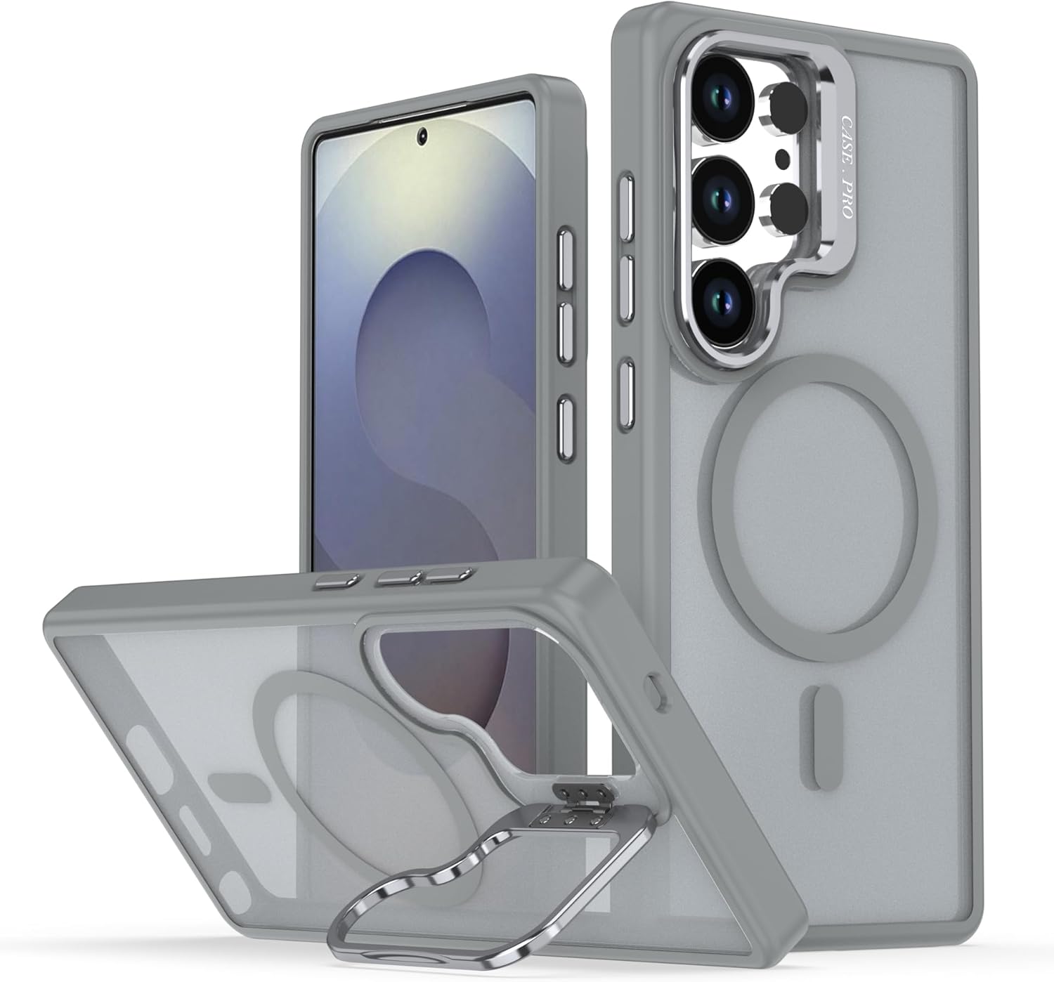 

for Samsung Galaxy S26 Ultra Phone Case Matte Transparent Wireless Charging Kickstand Hanger | Shockproof Military