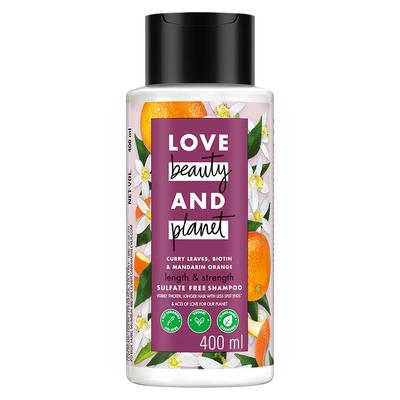 Love Beauty & Planet Curry Leaves|| Šampon s biotinem a mandarinkou, bez parabenů a sulfátů, pro dlouhé a silné vlasy|| 400 ml