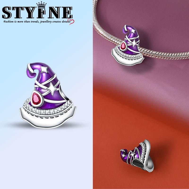 Copper Halloween Purple Luminous Charm Pendant Beads Fit Original Bracelet For Women Valentine Day Jewelry Gifts