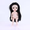 1 Set Nude Doll 3D Simulation Eyes 13 Joint Black Long Hair 1/8 17Cm Doll Plastic Doll Head Toys With Gold Brown Hair Kids Gift