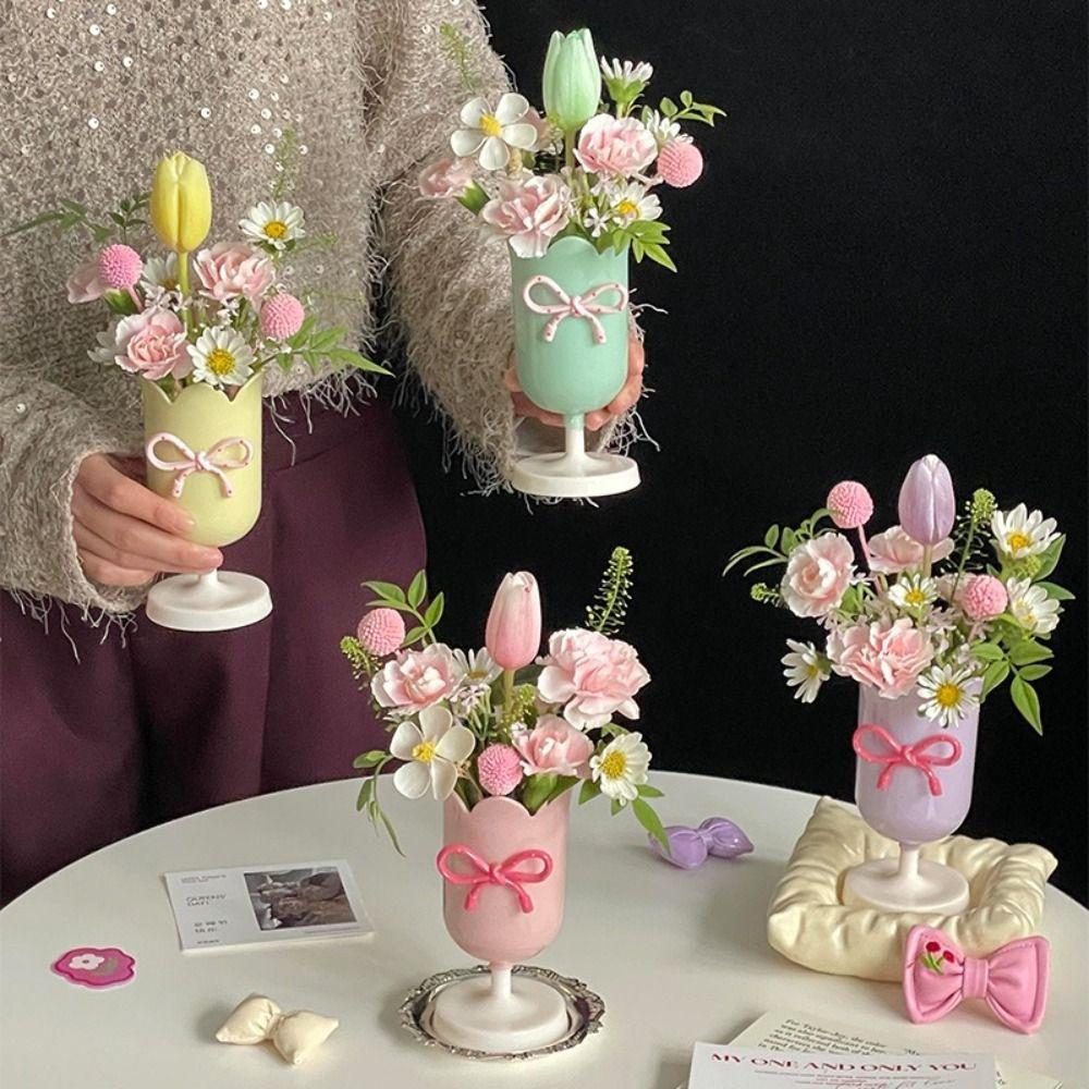 Multi-functional Plastic Pen Holder Tulips Shape Desktop Organizer Storage Bucket Makeup Brush Holder Gift